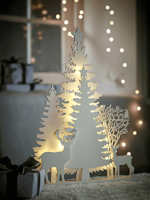 Lit Tree & Deer Silhouette