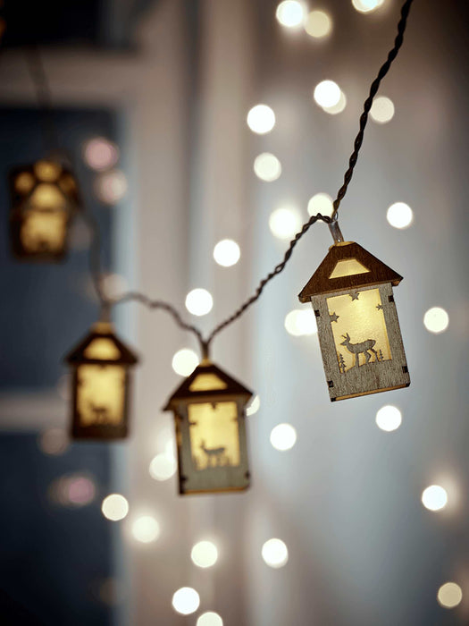Wooden Houses String Lights