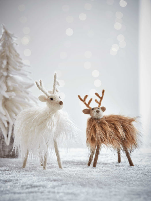 Furry Felt Deer - Brown