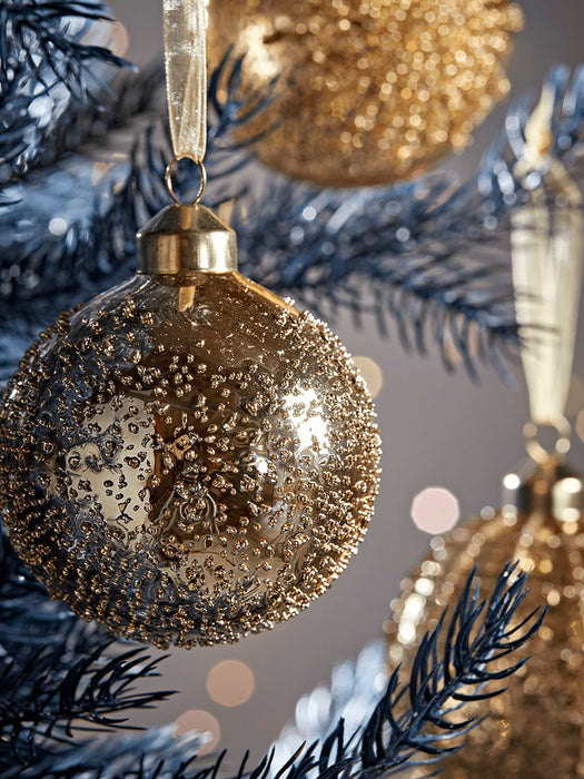 Twelve Gold Deco Glass Baubles