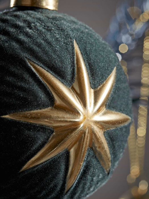 Six Velvet & Golden Star Baubles
