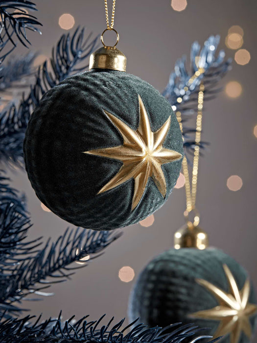 Six Velvet & Golden Star Baubles