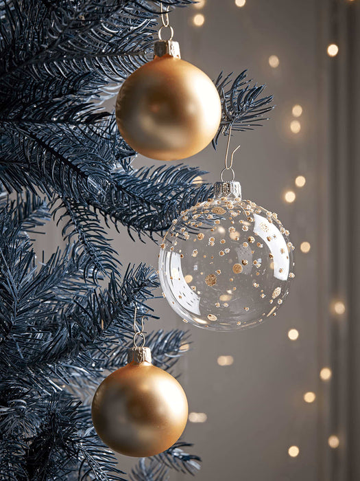 Six Small Handblown Glass Baubles - Gold