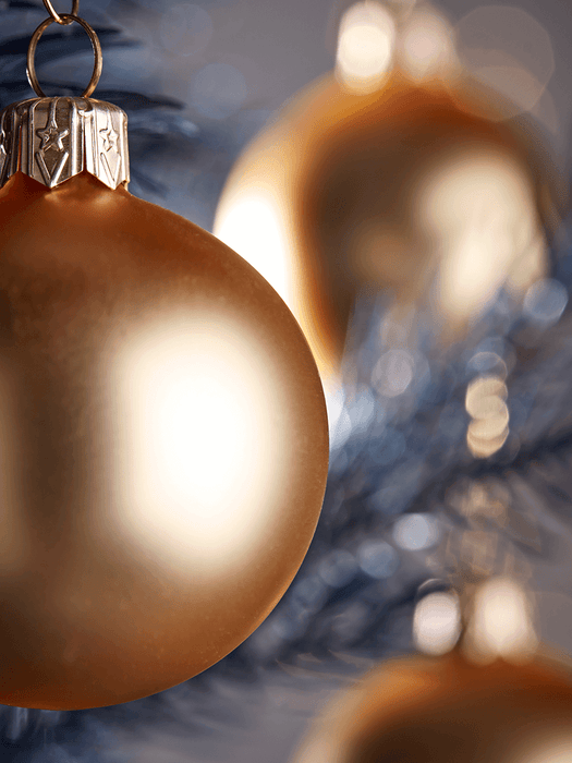 Six Small Handblown Glass Baubles - Gold