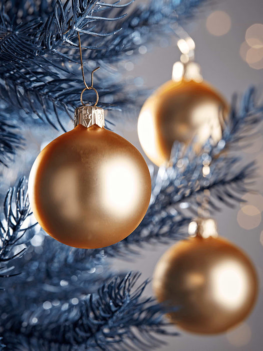 Six Small Handblown Glass Baubles - Gold
