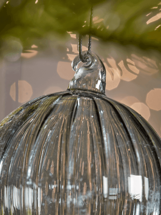 Six Ribbed Glass Baubles