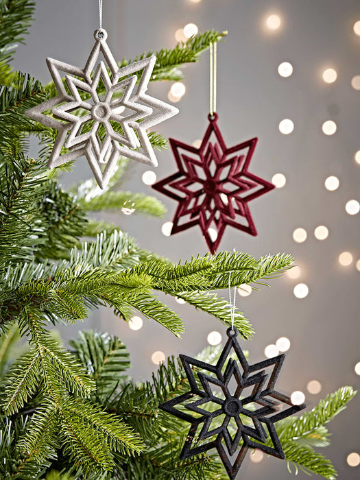 Six Velvet Star Decorations