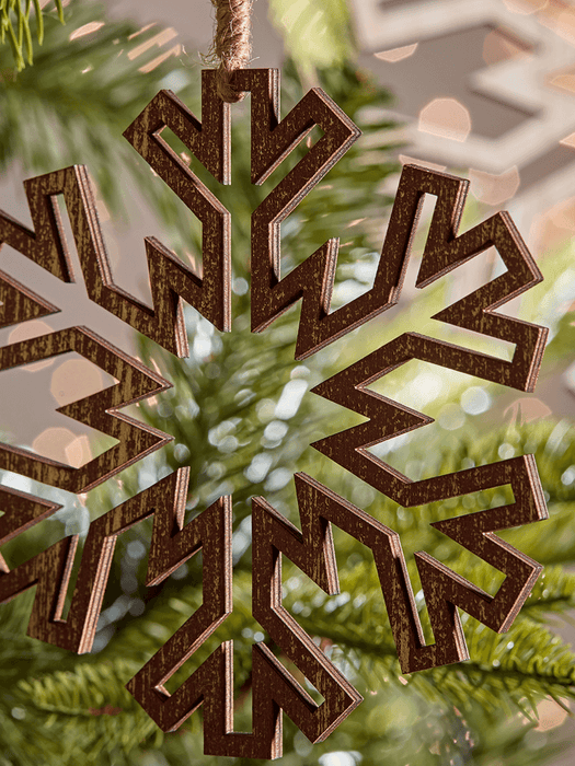 Six Plywood Snowflake Decorations
