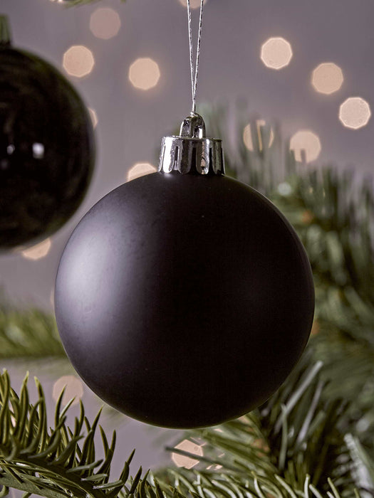 Twelve Small Shatterproof Baubles - Black
