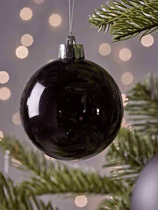 Twelve Small Shatterproof Baubles - Black