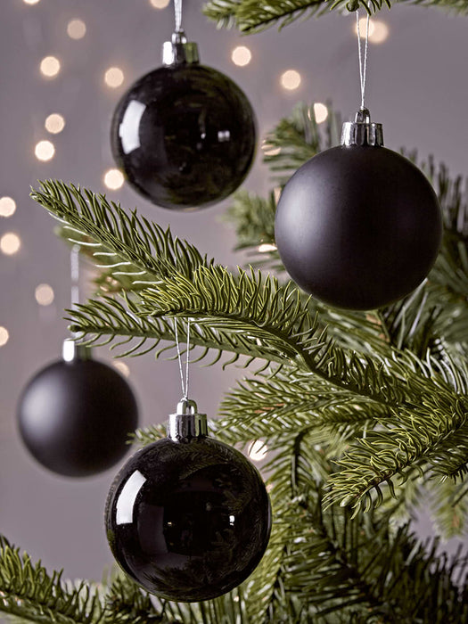 Twelve Small Shatterproof Baubles - Black