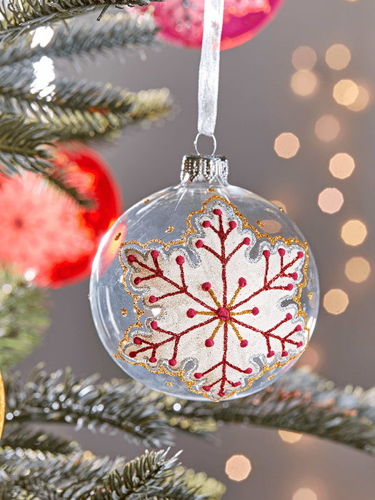 Six Multi Snowflakes Baubles