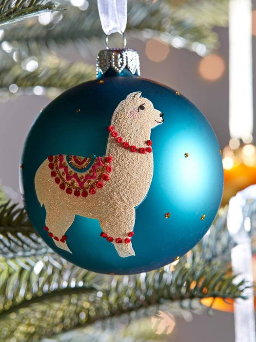 Six Multi Alpaca Glass Baubles