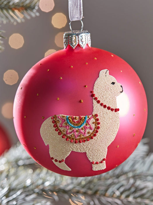 Six Multi Alpaca Glass Baubles