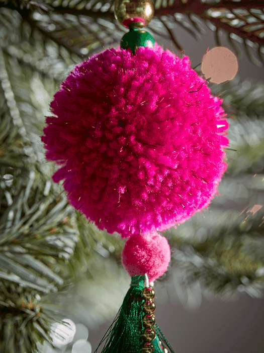 Three Hanging Pom Pom Decorations