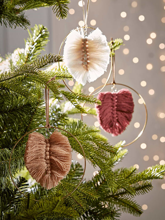 Three Macrame Leaf Hoops