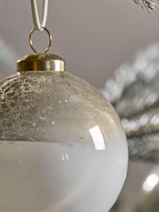 Twelve Blue White Ombre Glass Baubles