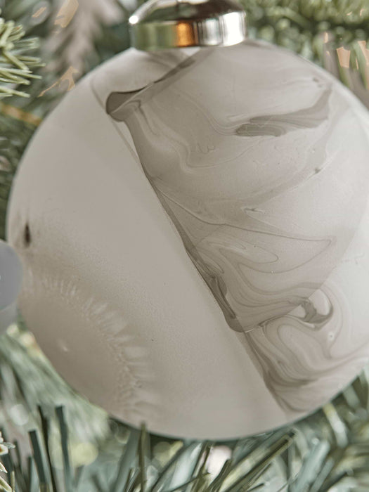 Six Marbled Glass Baubles