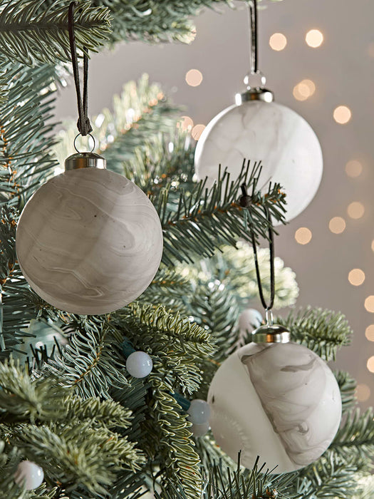 Six Marbled Glass Baubles
