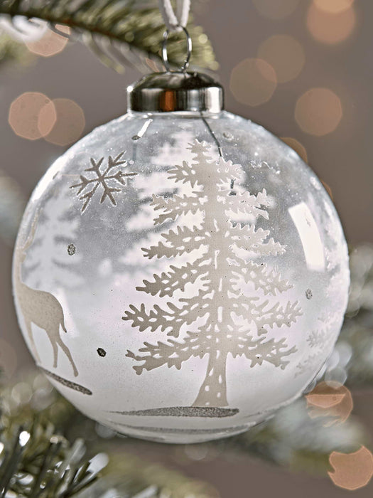 Six Midwinter Deer Glass Baubles