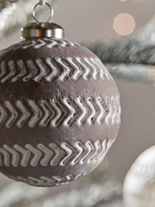 Six Grey & White Chevron Baubles