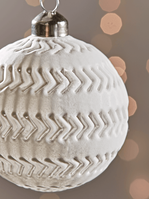 Six Grey & White Chevron Baubles