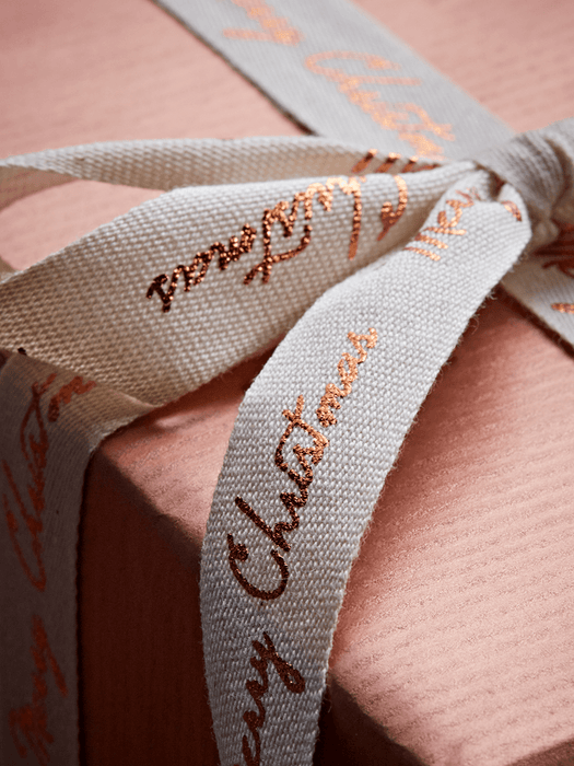 Merry Christmas Cotton Ribbon - Copper