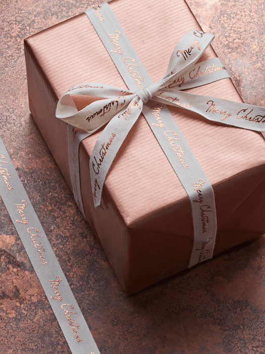Merry Christmas Cotton Ribbon - Copper