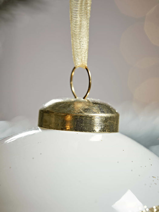 Twelve Glittered Swirl Glass Baubles