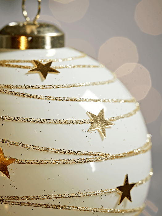 Twelve Glittered Swirl Glass Baubles