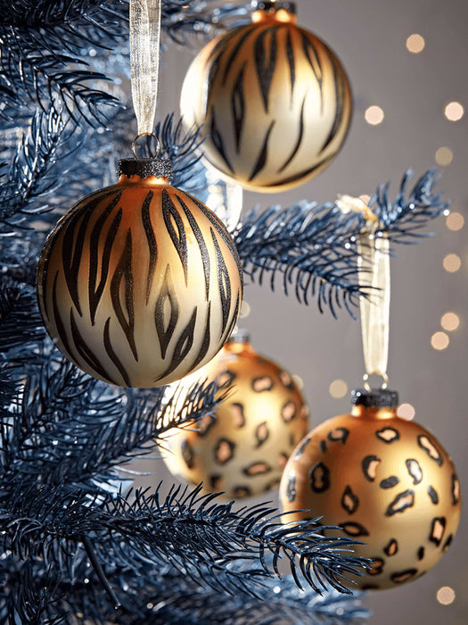 Six Leopard & Tiger Print Baubles