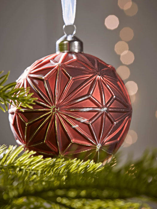 Twelve Textured Cream Burgundy Baubles