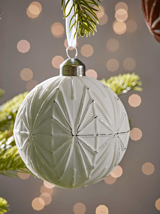 Twelve Textured Cream Burgundy Baubles