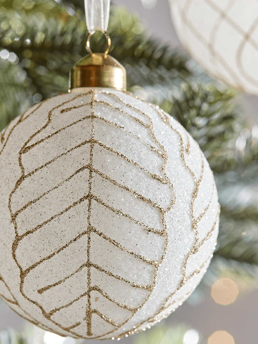 Twelve Glittered Geometric Baubles