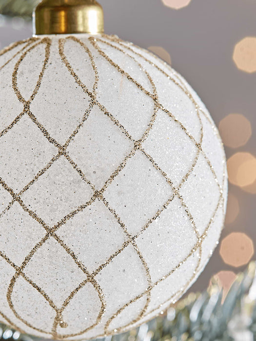 Twelve Glittered Geometric Baubles