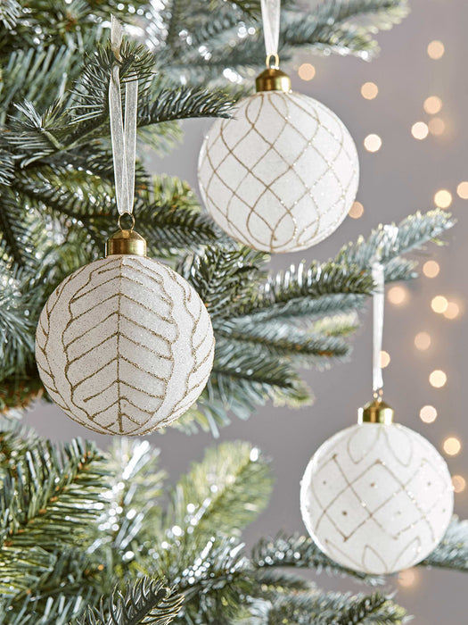 Twelve Glittered Geometric Baubles