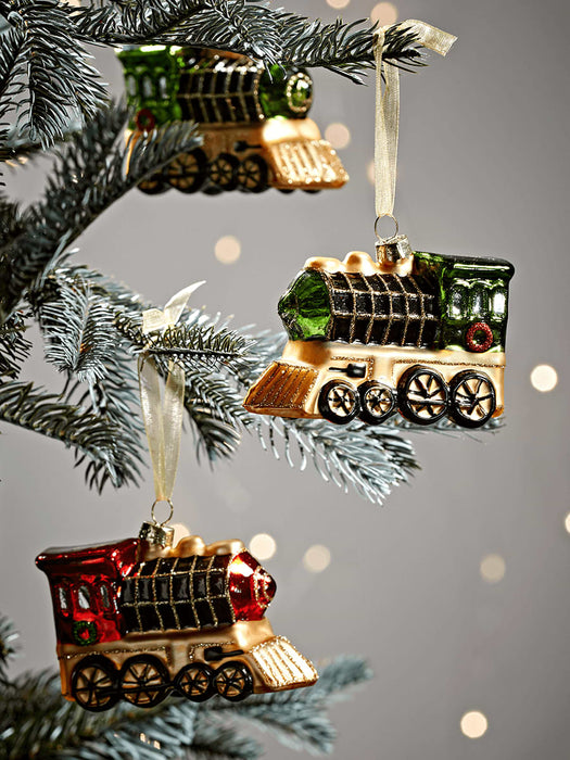 Twelve Train Glass Baubles