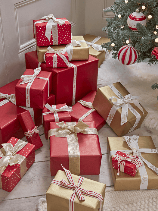 Red & Gold Kraft Reversible Wrapping Paper