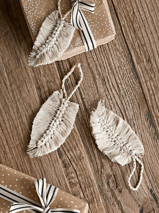 Three Macrame Tags