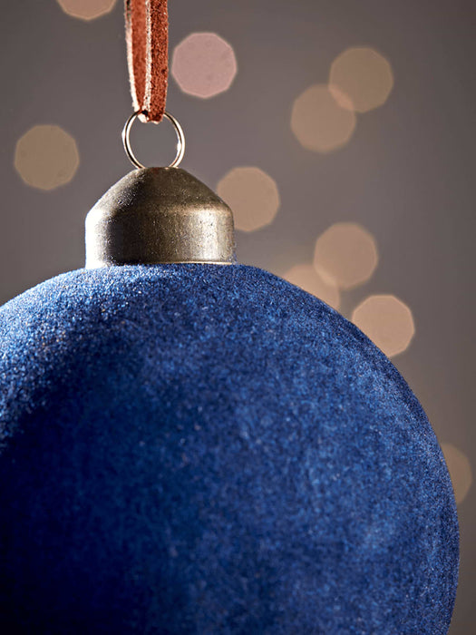 Six Velvet Baubles - Navy