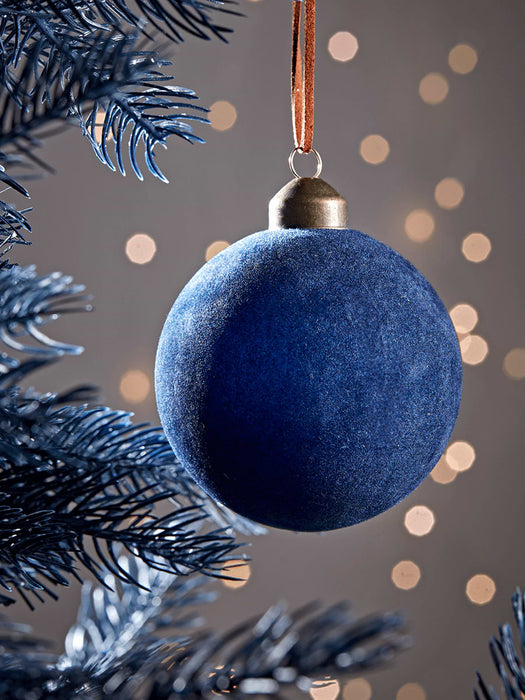 Six Velvet Baubles - Navy