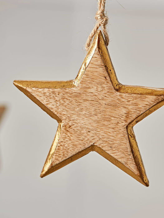 Six Gold Tipped Star Decorations