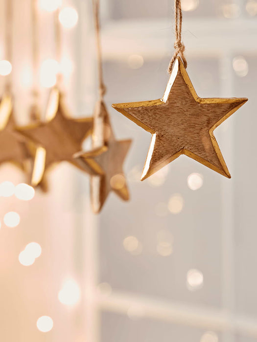 Six Gold Tipped Star Decorations