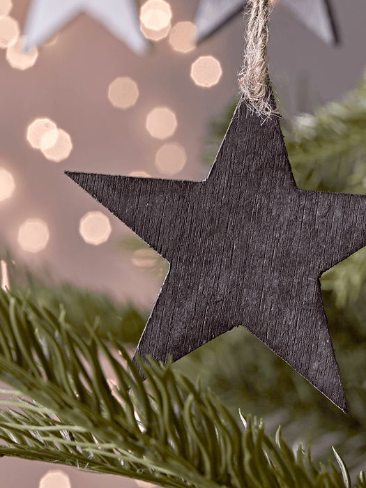 Six Wooden Stars - Grey