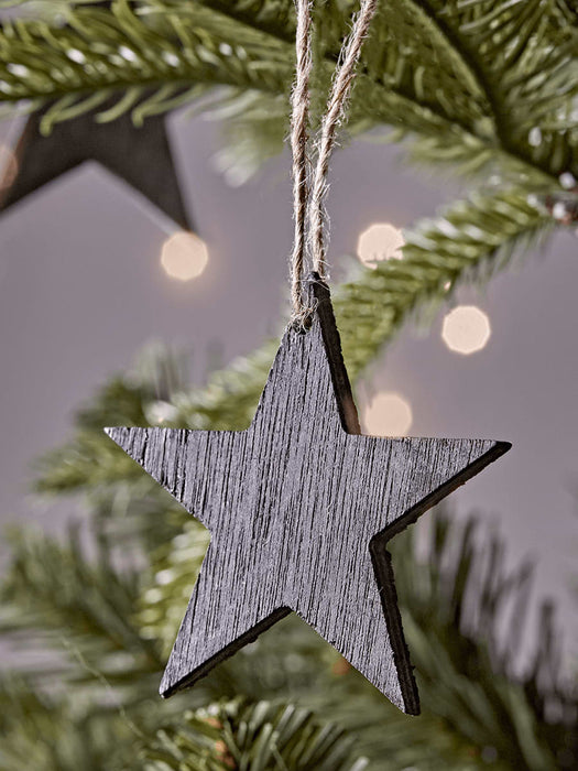 Six Wooden Stars - Grey