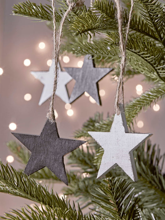 Six Wooden Stars - Grey