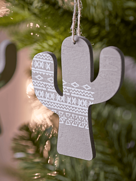 Six Wooden Cactus Decorations