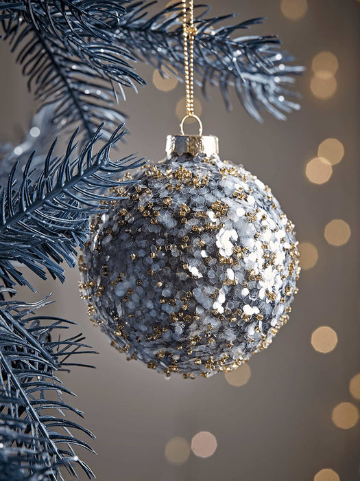 Six Black & Gold Glass Baubles