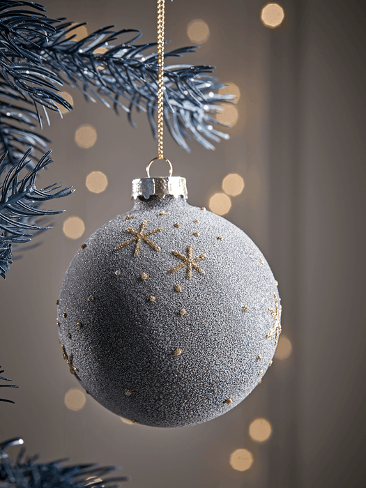Six Black & Gold Glass Baubles