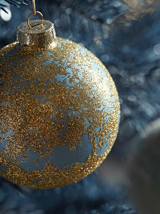 Six Blue Frosted Glass Baubles